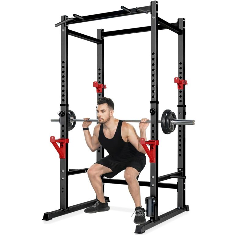 Squat Rack Pull Up Bar, Bongkim Power Rack Cage, Adjustable Squat Rack Stand for Home Gym Equipment, Squat Cage Weight Lifting with 660lb Capacity