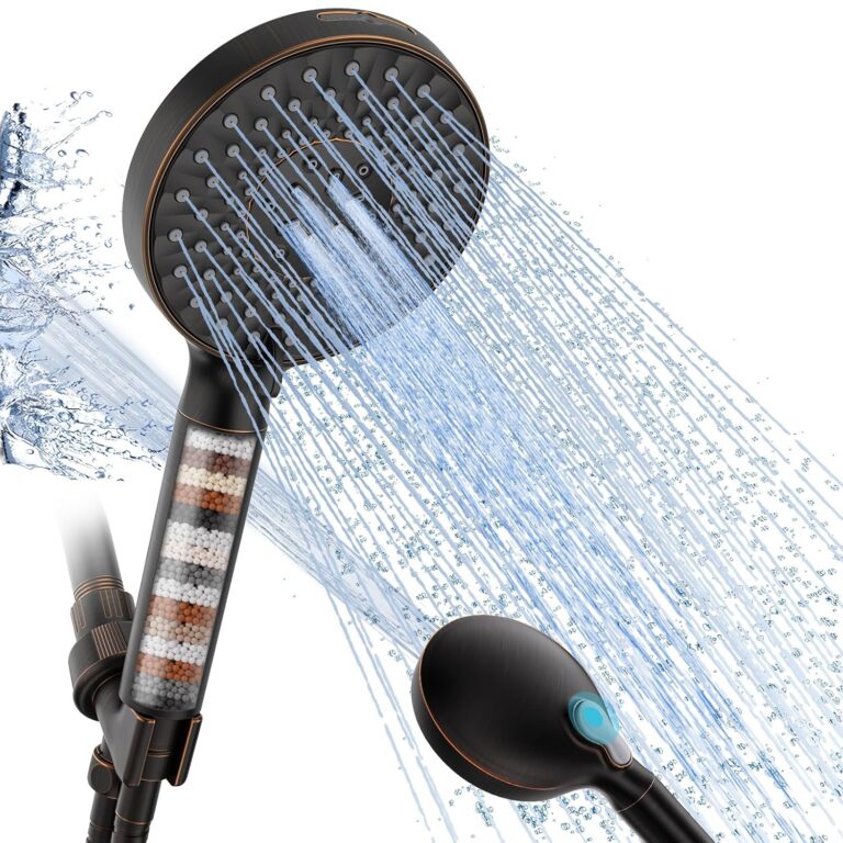 SR Sun Rise Filtered Shower Head with Handheld, High Pressure 9 Spray Mode ORB Showerhead with Filters, Detachable Shower Head,Water Softener Filters Beads for Hard Water -...