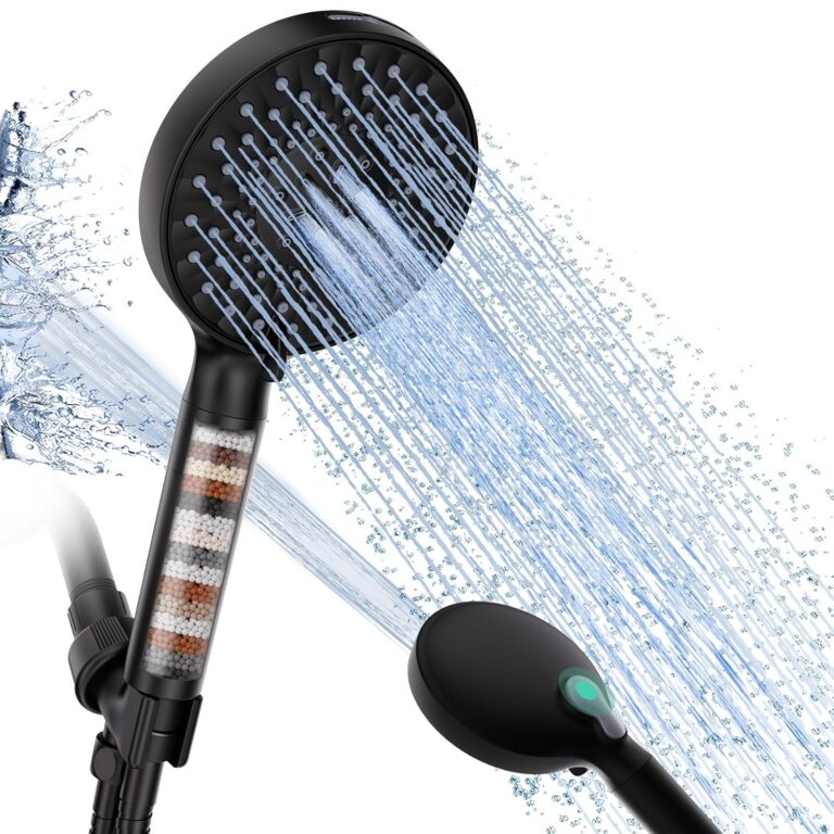 SR SUN RISE Filtered Shower Head with Handheld, High Pressure 9 Spray Mode Matte Black Showerhead with Filters, Detachable Shower Head,Water Softener Filters Beads for Hard...