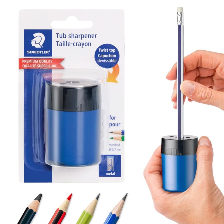 STAEDTLER pencil sharpener, premium quality sharpener with screw-on lid, prevents accidental openings, compact size for pencil case and work-station, 511 63BK (Pack of 1) ,...