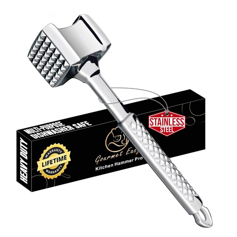 Stainless Steel Meat Tenderizer Tool, Premium Meat Mallet with Non-Slip Grip, Dual-Sided Kitchen Mallet Ideal for Tenderizing Steak, Poultry & Chicken Cutlet, Dishwasher Safe...