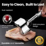 Stainless Steel Meat Tenderizer Tool, Premium Meat Mallet with Non-Slip Grip, Dual-Sided Kitchen Mallet Ideal for Tenderizing Steak, Poultry & Chicken Cutlet, Dishwasher Safe...
