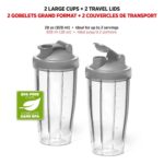 Starfrit Personal Blender - Two 828ml Cups - Two Blades - High, Low & Pulse Modes - 300W - Black