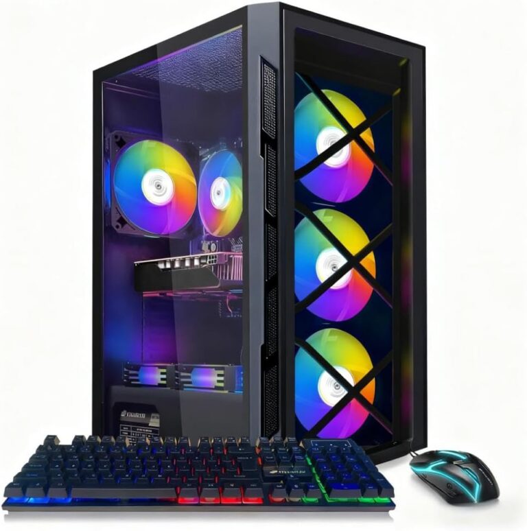 STGAubron Gaming PC Desktop Computer, Intel Core i7 up to 3.9G, GeForce RTX 3060 12G, 32GB RAM, 1TB SSD, WiFi 6, BT 5.0, RGB Fan x 6, Windows 11 Home