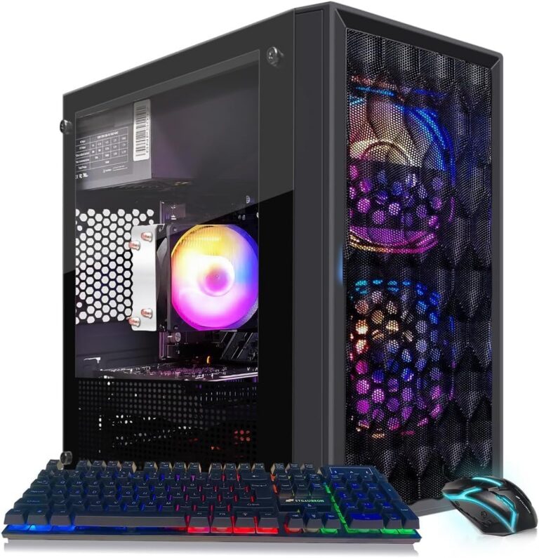 STGAubron Gaming PC Desktop, Intel Core i7 8th up to 4.1GHz, Radeon RX 560 4G, 16GB DDR4, 512GB SSD, WiFi 6, BT 5.2, RGB Fan x2, Windows 11 Home