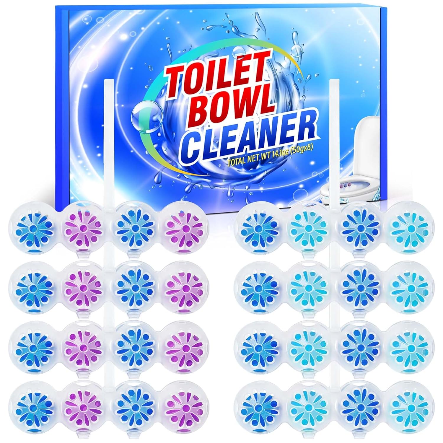 STRN Toilet Bowl Cleaners Rim Hanger, Toilet Bowl Cleaning Balls, Ocean & Lavender Scents, Toilet Bowl Freshener, 8 Packs(32 balls) STRN Toilet Bowl Cleaners Rim Hanger, Toilet Bowl Cleaning Balls, Ocean & Lavender Scents, Toilet Bowl Freshener, 8 Packs(32 balls)