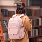 SUIKIHUM Aesthetic Daypack Backpack, Water-Resistant, Featuring Touch-Fastener and Anti-Theft Pockets