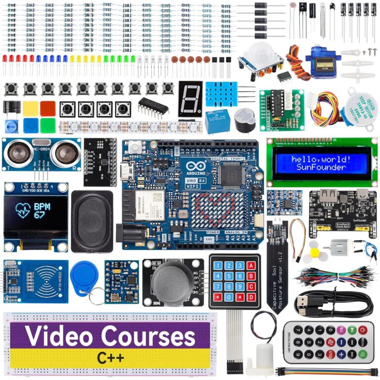 SunFounder Elite Explorer Kit with Original Arduino Uno R4 WiFi, RoHS Compliant, Bluetooth IoT, Rechargeable Battery, Technical Support, Online Tutorials & Video Courses for...