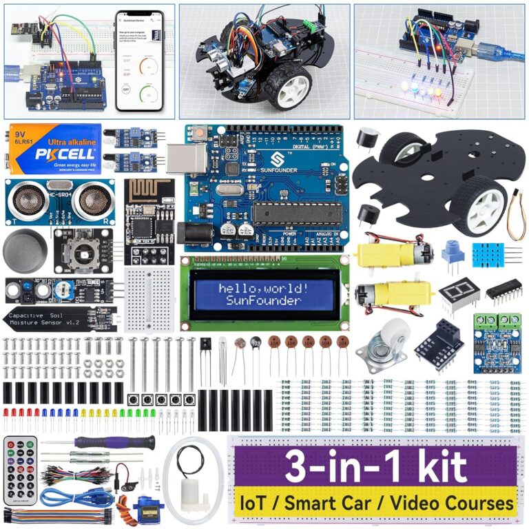 SunFounder Ultimate Starter Kit Compatible with Arduino UNO IDE Scratch, 3 in 1 IoT/Smart Car/Basic Kit with Online Tutorials, Video Courses, 192 Items, 87 Projects, Suitable...