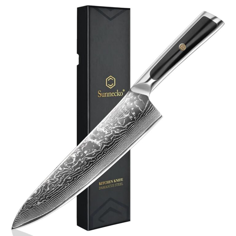 Sunnecko Chef Knife 8 Inch, Sharp Kitchen Knife Damascus Chefs Knife Vg-10 High Carbon Stainless Steel
