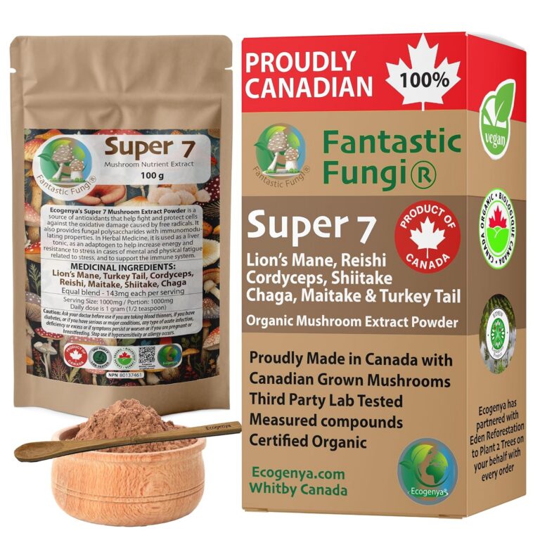 Super 7 mushroom extract powder - Fantastic Fungi® - Lion's Mane, Reishi, Turkey Tail, Cordyceps, Shiitake, Chaga and Maitake (100 Grams)