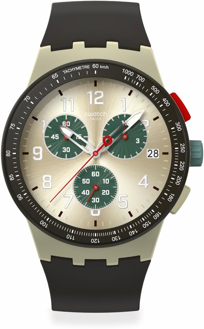 Swatch Casual Watch Unisex Beige Quartz Plastic Obsidian Ink