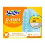 Swiffer Dusters Refill for Cleaning, Feather & Microfiber Duster Alternative, Unscented, 16 Count