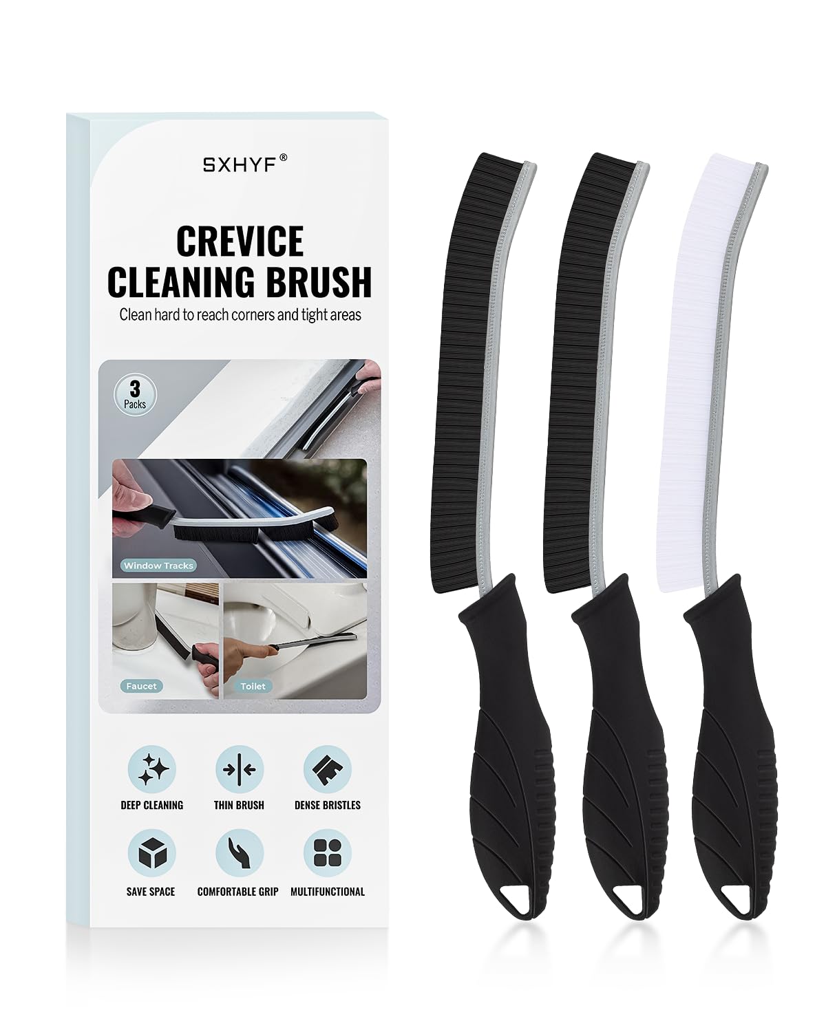 SXhyf Cleaning Brush - Hard Bristle Crevice Cleaning Brush, Multifunctional Gap Scrub Brush, Home Essentials, Bathroom Cleaner Tools for Household Use, Kitchen, Window, Faucets,... SXhyf Cleaning Brush - Hard Bristle Crevice Cleaning Brush, Multifunctional Gap Scrub Brush, Home Essentials, Bathroom Cleaner Tools for Household Use, Kitchen, Window, Faucets,...