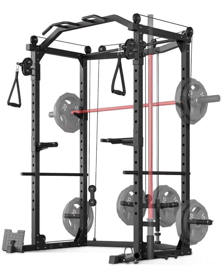 TackView Multi-Functional Power Cage with Cable Crossover, 1600 LB Capacity Home Gym Squat Rack, Strength Training Rack & Attachments