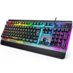 TECKNET Gaming Keyboard, 15-Zone RGB Illumination, All-Metal Panel Keyboard, IP32 Waterproof, 25 Anti-Ghosting, Quiet Typing, USB Wired Ergonomic Keyboard for Windows...