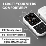 TENSCARE | Unifit TENS Machine + EMS Unit Muscle Stimulator | Dual Channel 2-in-1 Tens Unit with EMS | 50 programs for Pain Relief, Muscle Toning and Massage