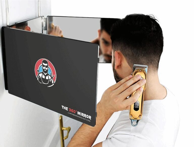 The 360 Mirror - 3 Way Adjustable Trifold Barber Mirror for Self Hair Cutting - Tri Fold Self Haircut System for Men and Women Braiding