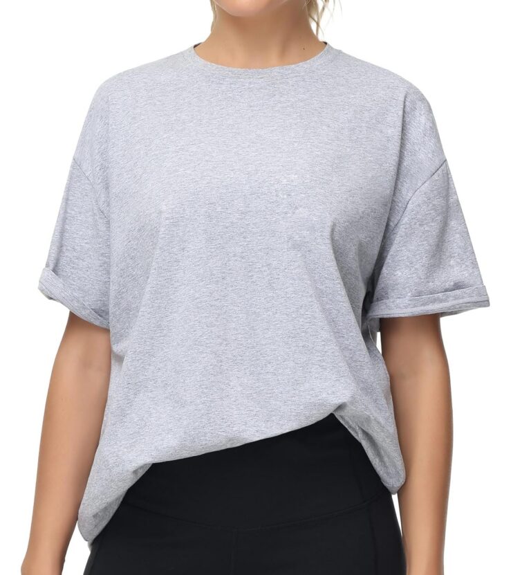 THE GYM PEOPLE Women's Casual Oversized T-Shirts Summer Crewneck Short Sleeve Workout Basic Tee Tops