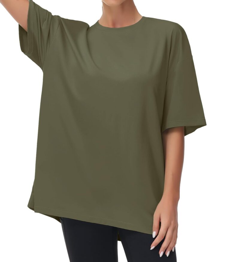 THE GYM PEOPLE Women's Casual Oversized T-Shirts Summer Crewneck Short Sleeve Workout Basic Tee Tops