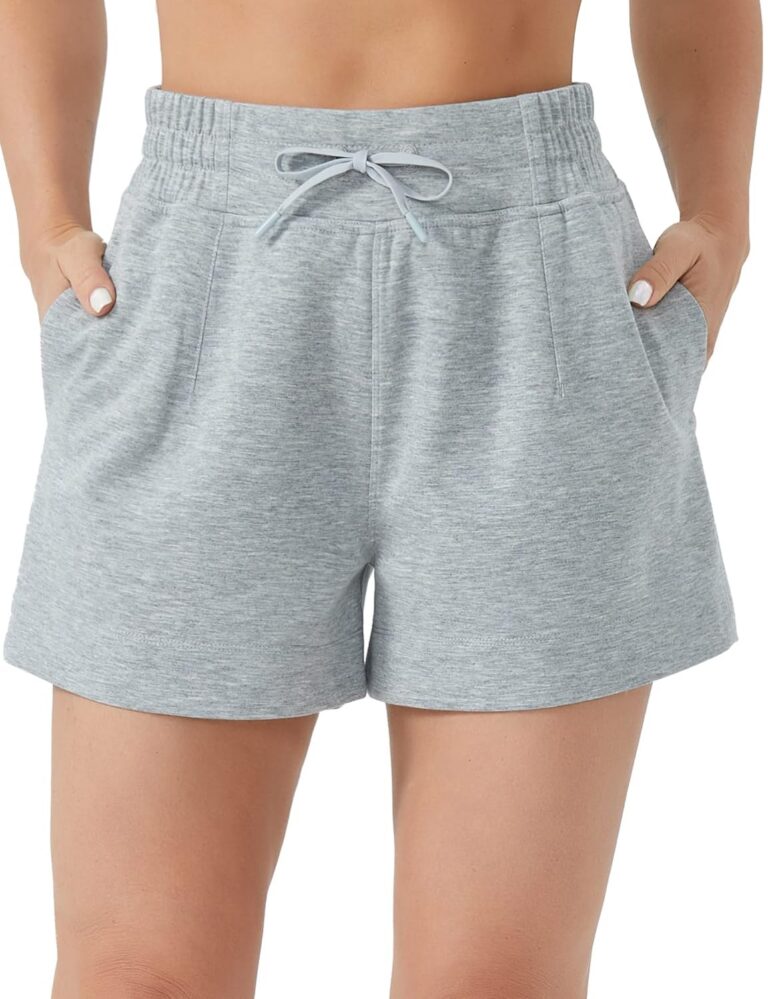 THE GYM PEOPLE Women's Drawstring Sweat Shorts High Waisted Summer Workout Lounge Shorts with Pockets