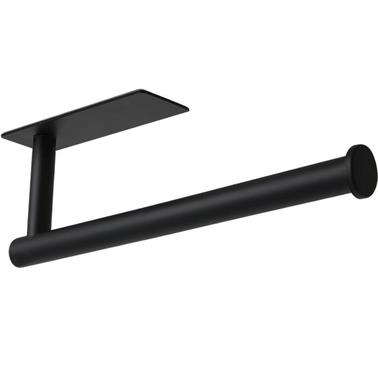 theaoo Paper Towel Holder - Under Cabinet Paper Towel Holder for Kitchen, Adhesive Paper Towel Roll Rack for Bathroom Towel, Wall Mounted Matte Black Paper Towel Rack, SUS304...