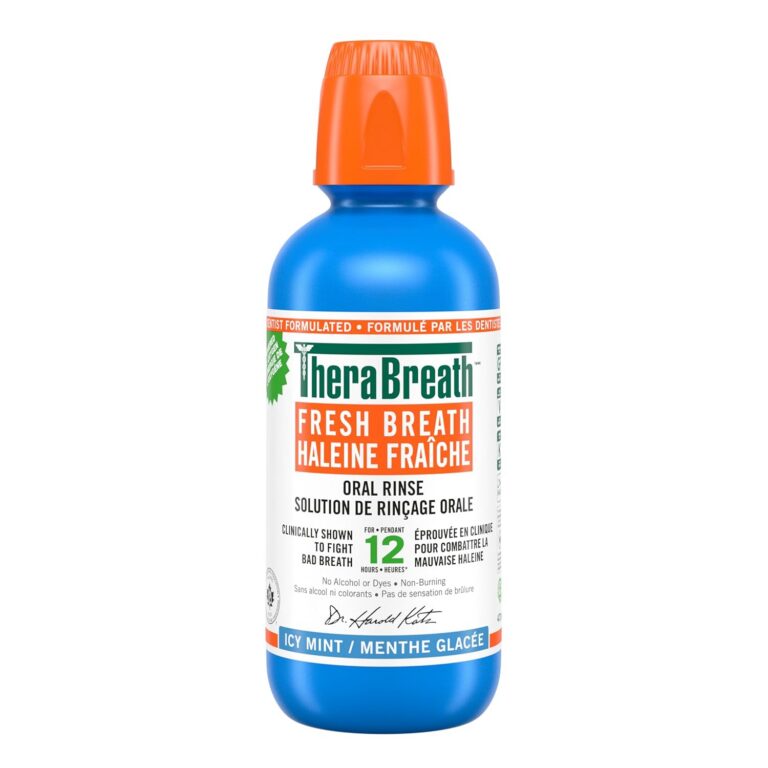 TheraBreath Fresh Breath Oral Rinse - Icy Mint | Fights Bad Breath | Certified Vegan, Gluten-Free, & Kosher | 473ml