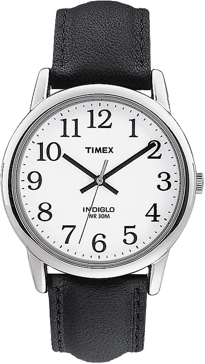 Timex Easy Reader Black Leather Strap Watch