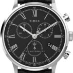 Timex Waterbury Classic Chronograph Black Leather Strap Watch (Model: TW2U88300VQ)