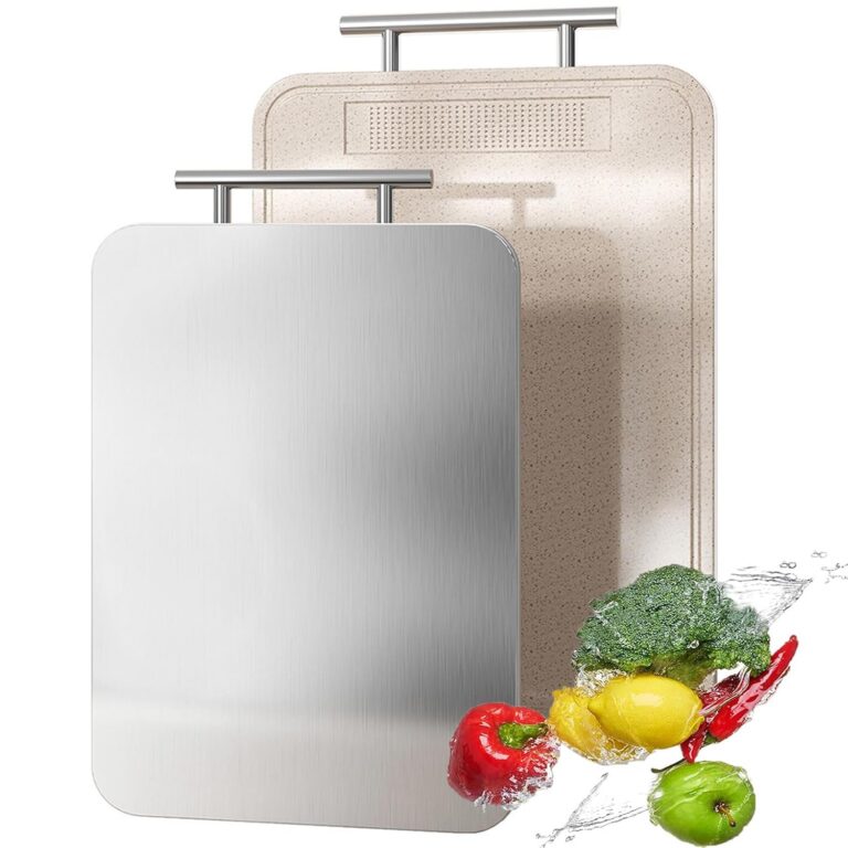 Titanium Cutting Board Double Sided Pure Titanium Cutting Boards for Kitchen, Pure titanium & Wheat Straw PP Food Grade metal chopping boards Easy to Clean Large Size