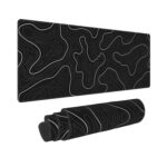 Topographic Map Mouse Pad Black White Large Gaming Mouse Pad XL Mousepad Big Desk Mat with Non-Slip Rubber Base Stitched Edges 31.5" X 11.8" Mouse Mat and Keyboard Pad for...