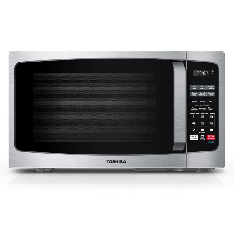 TOSHIBA ML-EM25P(SS)/CA Microwave Oven with Sound On/Off ECO Mode and LED Lighting, 0.9 Cu Ft/900W, Stainless Steel