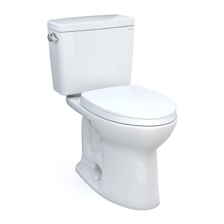 TOTO Drake Two-Piece Elongated 1.6 GPF Universal Height Tornado Flush Toilet with CEFIONTECT and SoftClose Seat, WASHLET+ Ready, Cotton White - MS776124CSFG#01