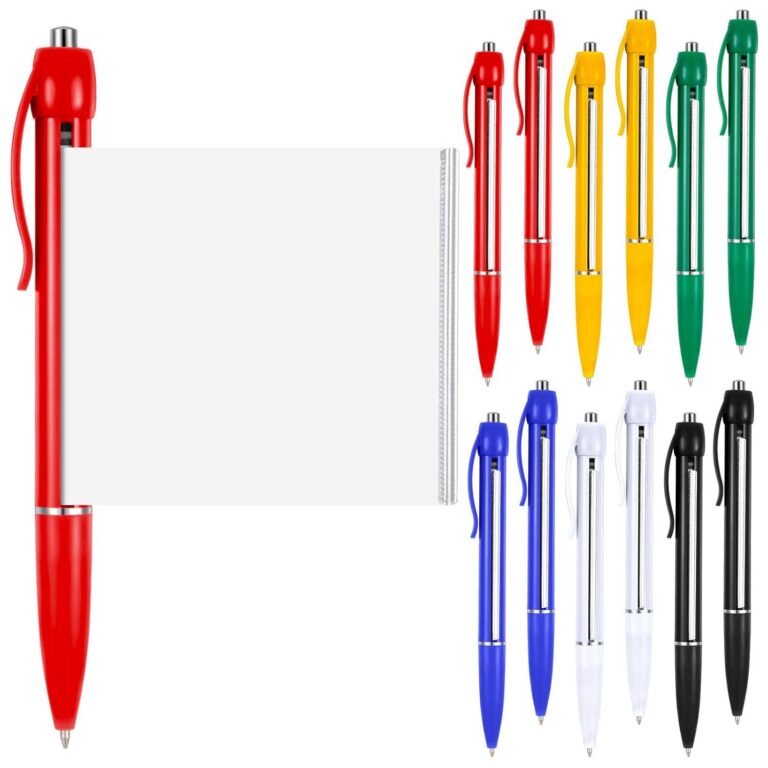 Trandraft 12 Pcs Retractable Pullout Banner Pen Bulk for School Office Ballpoint Pen with Paper Scroll Inside, 6 Colors