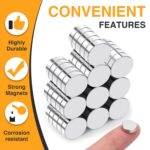 TRYMAG Small 10x3mm 50Pcs Rare Earth Magnets, 50Pcs Tiny Round Fridge Magnets for Whiteboard, Refrigerator, DIY, Kitchen, Office