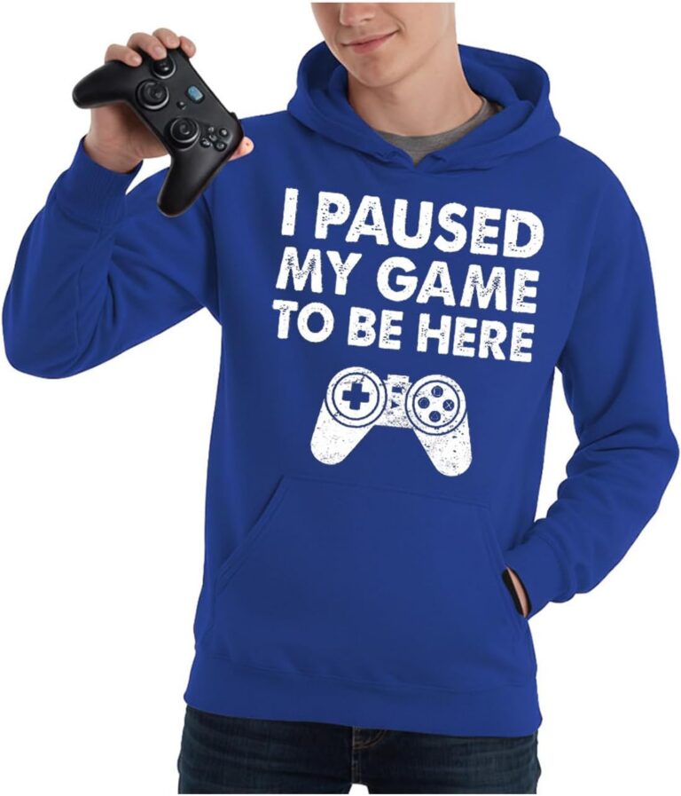 Tstars Funny Gaming Hoodie for Men - I Paused My Game to Be Here Gamer Gifts Teen Boys & Fans of Video Games
