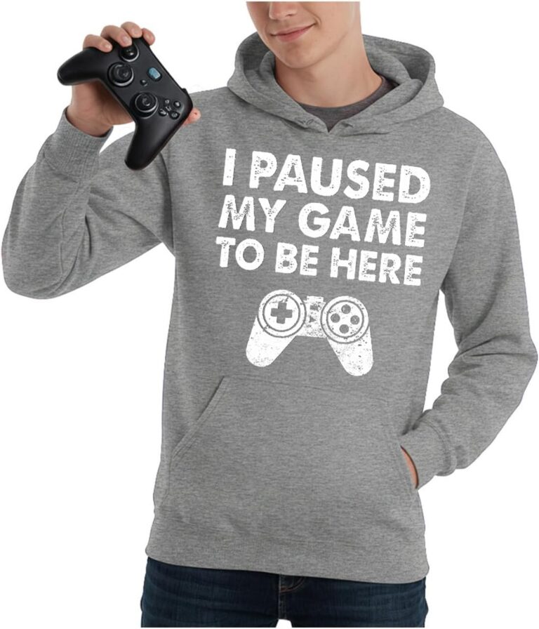 Tstars Funny Gaming Hoodie for Men - I Paused My Game to Be Here Gamer Gifts Teen Boys & Fans of Video Games