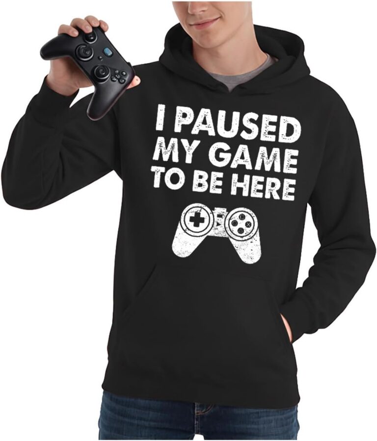 Tstars Funny Gaming Hoodie for Men - I Paused My Game to Be Here Gamer Gifts Teen Boys & Fans of Video Games