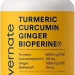 Turmeric 5000 mg + Curcumin (95% Curcuminoids) with Ginger 3000 mg & Black Pepper (BioPerine®) (Per Serving: 2 Capsules) – High Absorption 4-in-1 Supplement for Joint,...