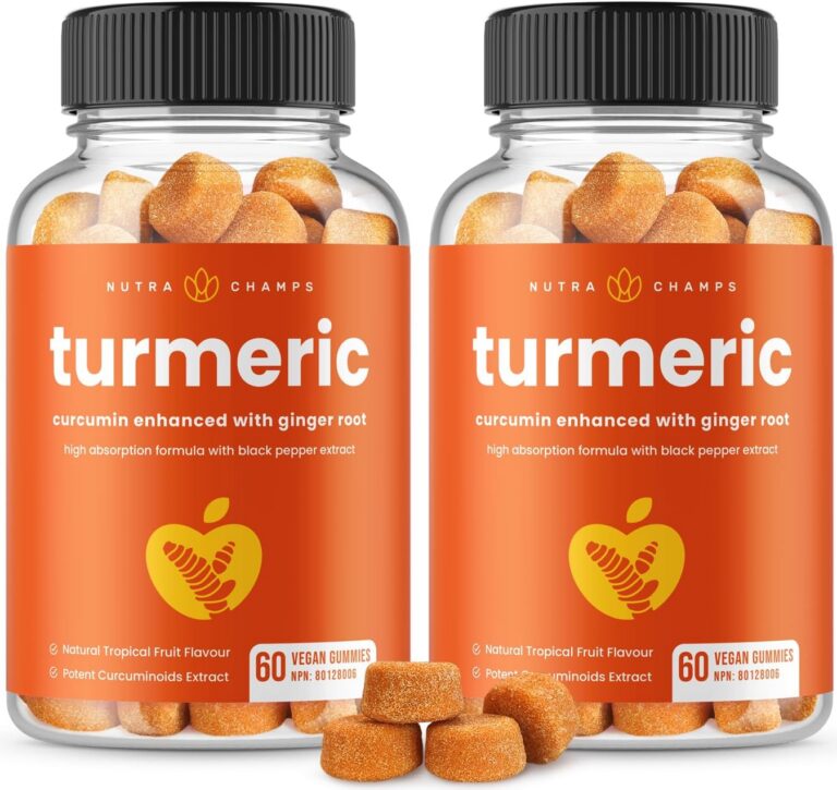 Turmeric Gummies for Adults & Kids with Ginger & Black Pepper Extract | 95% Curcuminoids | Vegan Natural Curcumin Joint Support | 60 Tumeric Gummy Supplements (2-Pack)