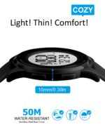 Ultra-Thin Minimalist Sports Waterproof Digital Watches Men with Wide-Angle Display Rubber Strap Wrist Watch for Men 1206