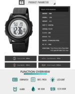 Ultra-Thin Minimalist Sports Waterproof Digital Watches Men with Wide-Angle Display Rubber Strap Wrist Watch for Men 1206
