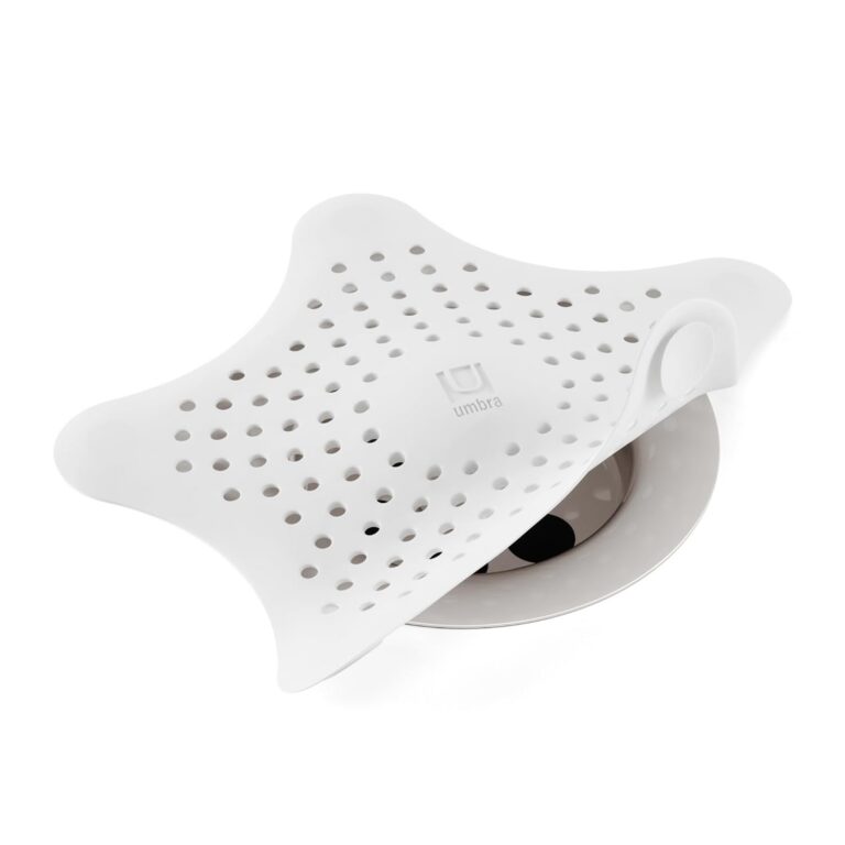 Umbra Starfish Hair Catcher, Fun Drain Cover Fits Most Standard Tub and Shower Drains, 6" Diameter, White