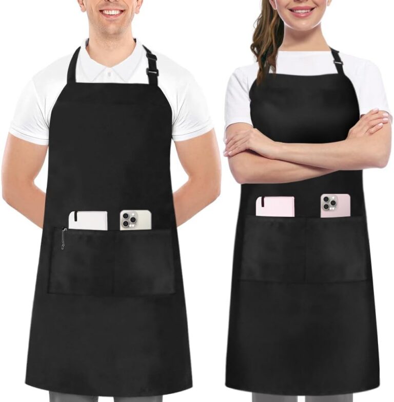Utopia Kitchen Adjustable Bib Apron (2-Pack) Water Oil Resistant Chef Cooking Kitchen Aprons with Pockets for Men Women