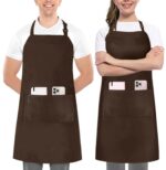 Utopia Kitchen Adjustable Bib Apron (2-Pack) Water Oil Resistant Chef Cooking Kitchen Aprons with Pockets for Men Women
