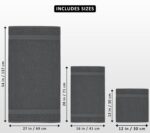 Utopia Towels 8 Piece Premium Towel Set, 2 Bath, 2 Hand, and 4 Wash Cloths, 600 GSM 100% Ring Spun Cotton Highly Absorbent Towels for Bathroom, Gym, Hotel, and Spa, Grey