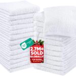 Utopia Towels - Cotton Washcloths Set - 100% Ring Spun Cotton, Premium Quality Flannel Face Cloths, Highly Absorbent and Soft Feel Fingertip Towels (24 Pack, White)