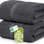 Utopia Towels Luxurious Jumbo Bath Sheet, 35 by 70 Inches, 600 GSM 100% Ring Spun Cotton, Highly Absorbent and Quick Dry Extra Large Bath Towel, Super Soft, Grey, 2 Pack