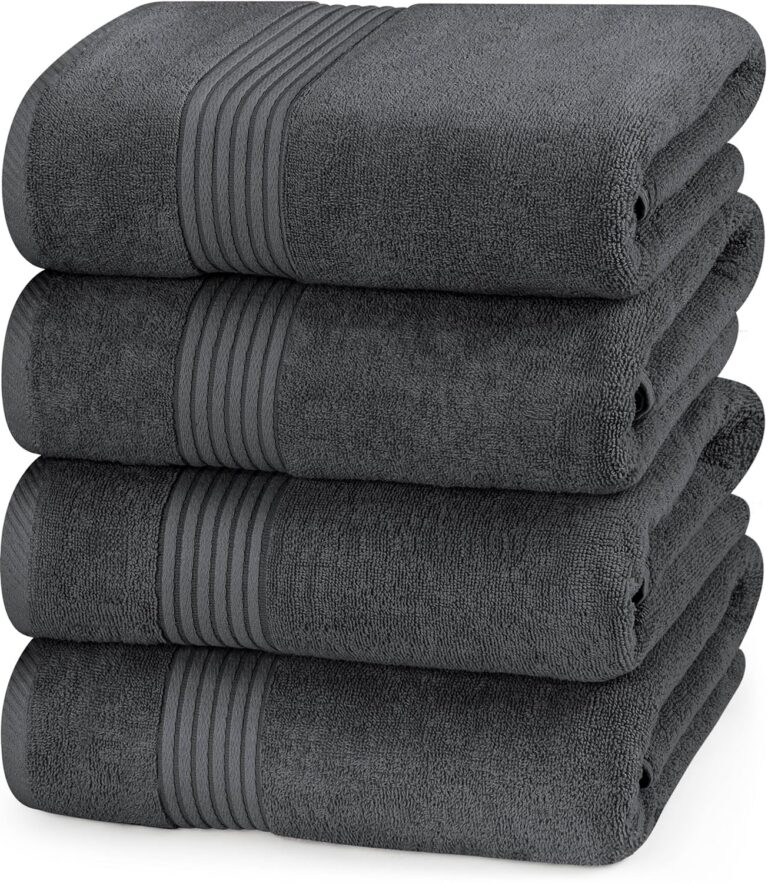 Utopia Towels Premium 100% Combed Ring Spun Cotton Bath Towels, Ultra Soft and Highly Absorbent, 27 by 54 inches, Large Bath Towels, 4 Pack, Grey