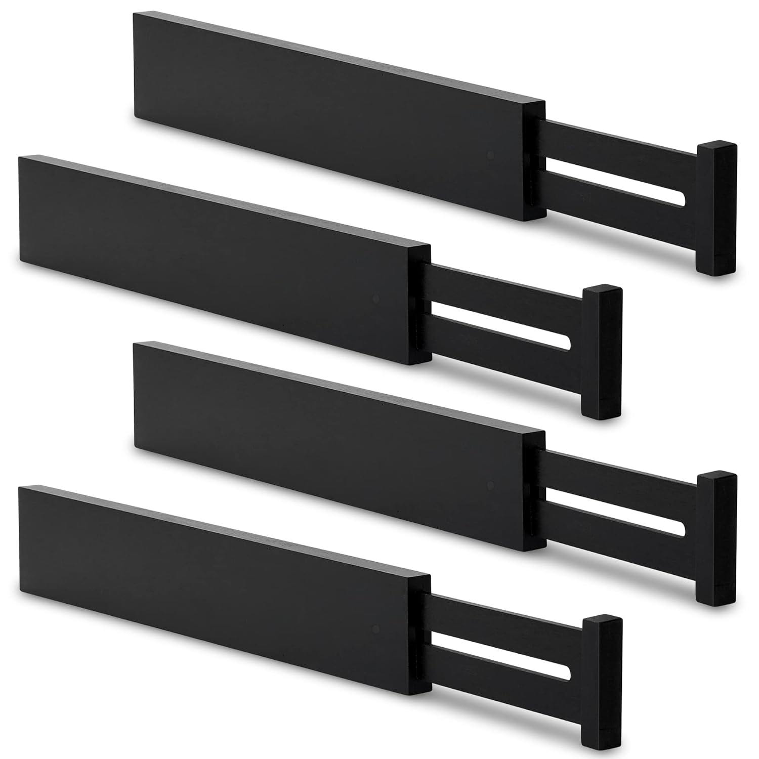 Utoplike 4 pcs Bamboo Kitchen Drawer Dividers,Adjustable Black Drawer Organizers,Spring Loaded,Works in Kitchen,Dresser,Bathroom,Bedroom,Drawer,Desk Utoplike 4 pcs Bamboo Kitchen Drawer Dividers,Adjustable Black Drawer Organizers,Spring Loaded,Works in Kitchen,Dresser,Bathroom,Bedroom,Drawer,Desk